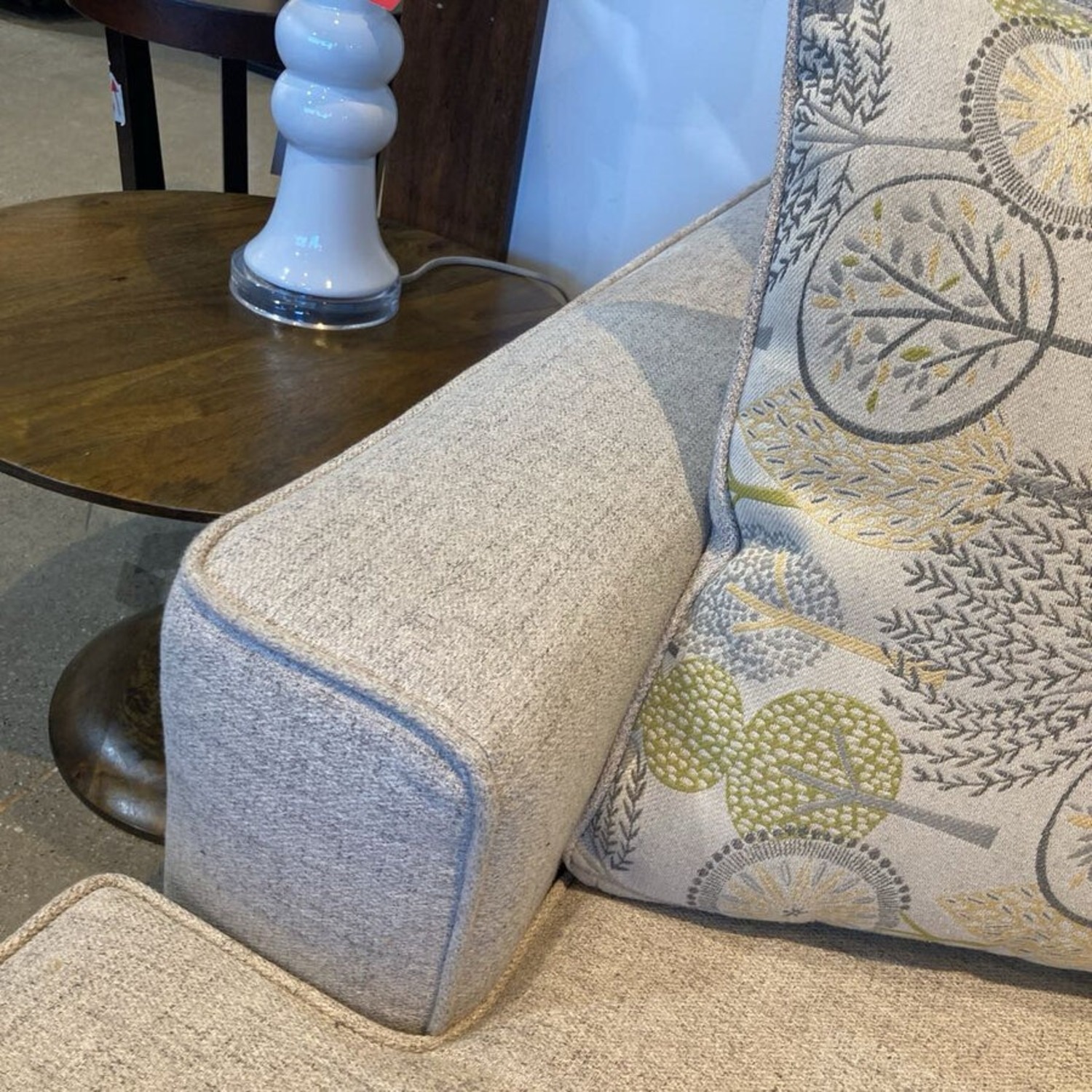 Wood House Upholstery Fabric 3-Seat Sofa Gray - image-6