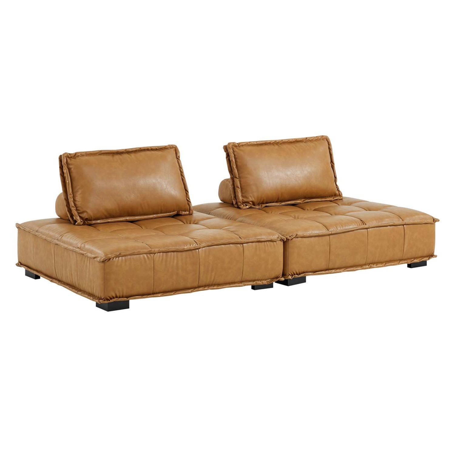 Modway Light Brown Faux Leather 2 Seater Sofa - image-6