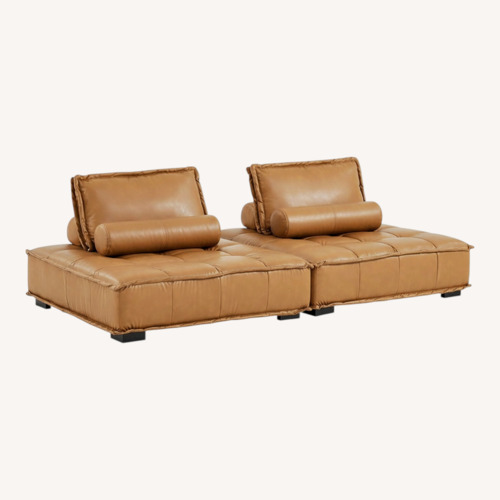 Used Modway Light Brown Faux Leather 2 Seater Sofa for sale on AptDeco