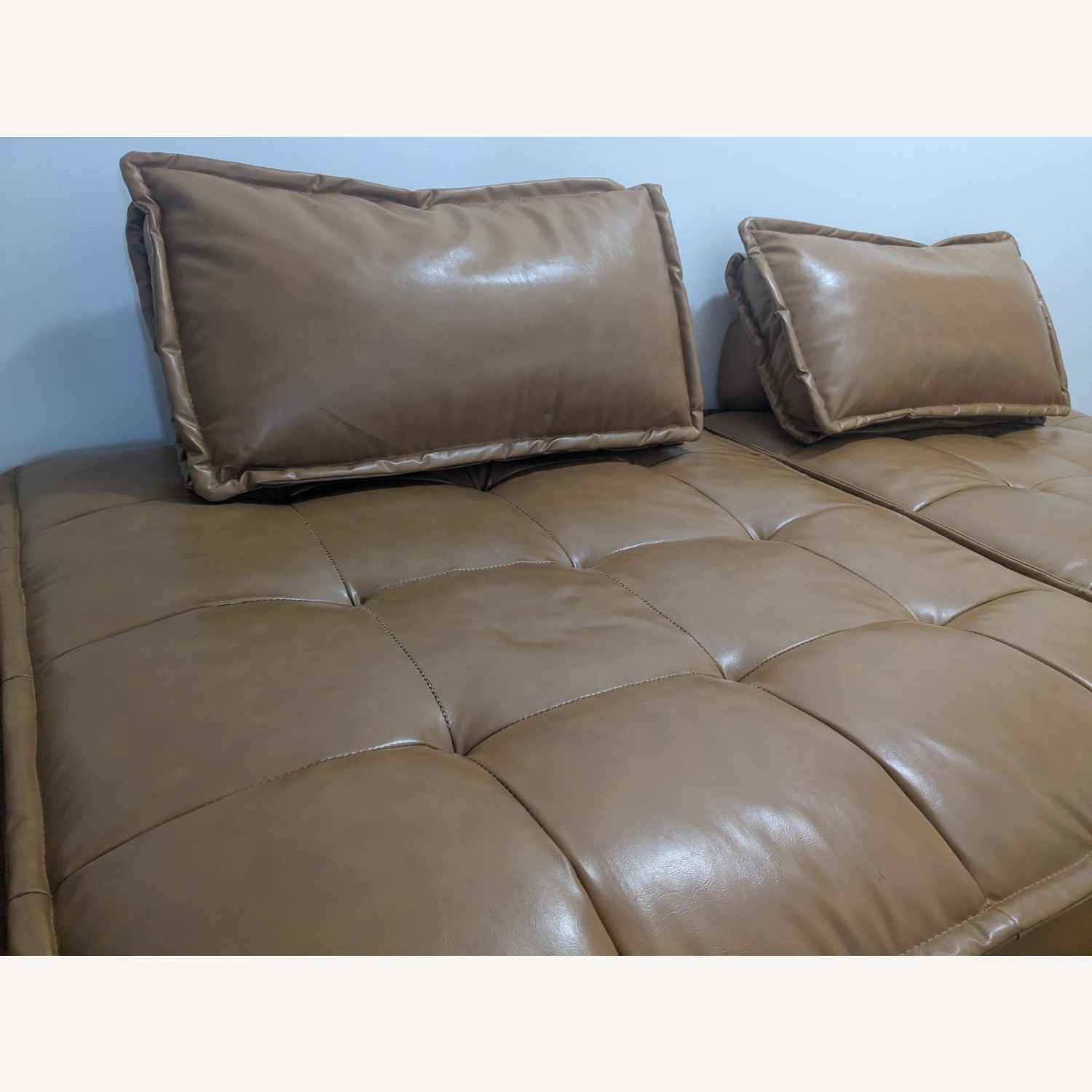 Modway Light Brown Faux Leather 2 Seater Sofa - image-1