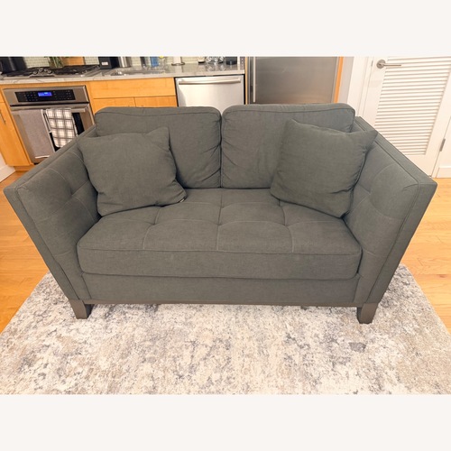 Used Raymour & Flanigan Dark Gray Fabric Loveseat for sale on AptDeco