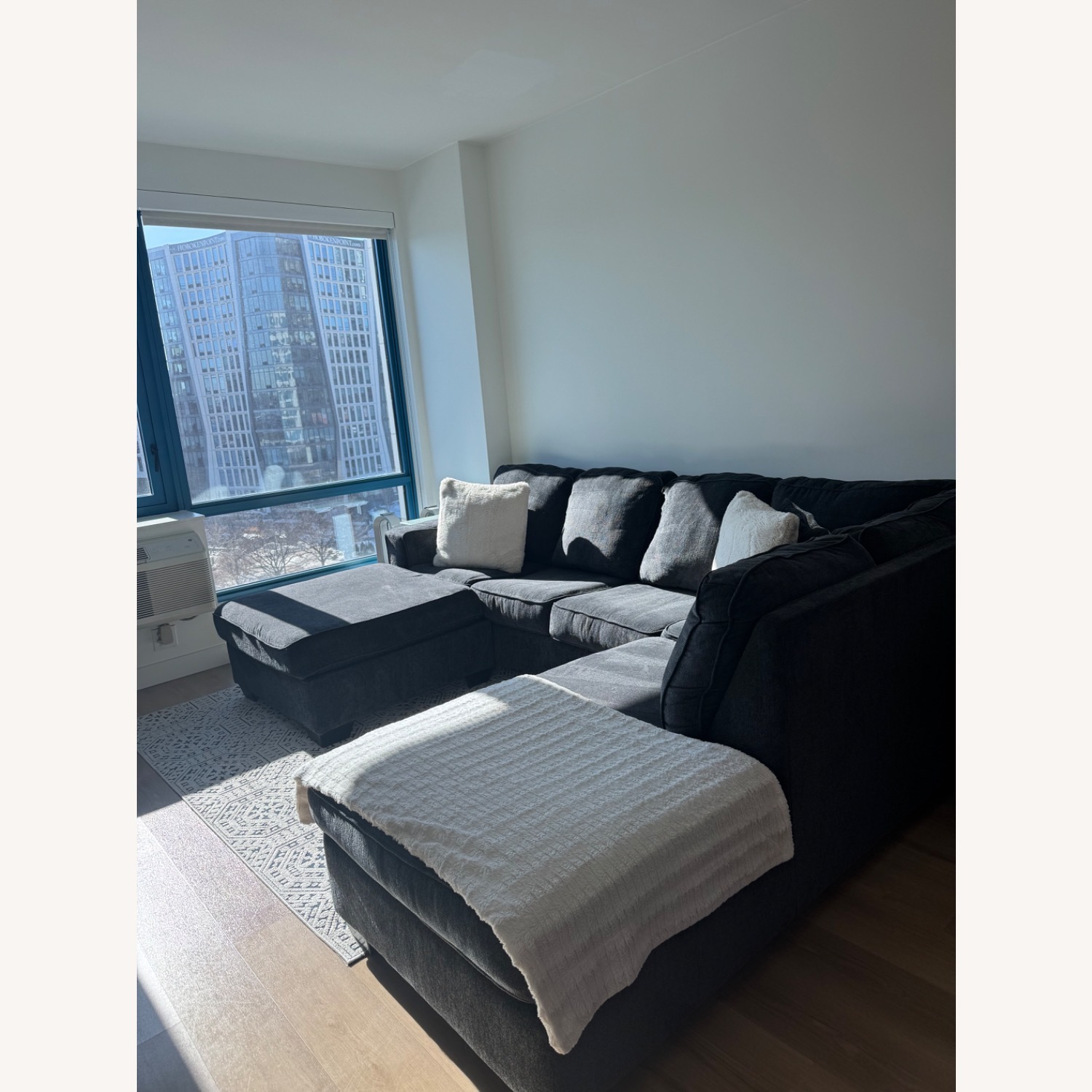 Ashley Furniture Blue Fabric 2 Piece Sectional - image-4