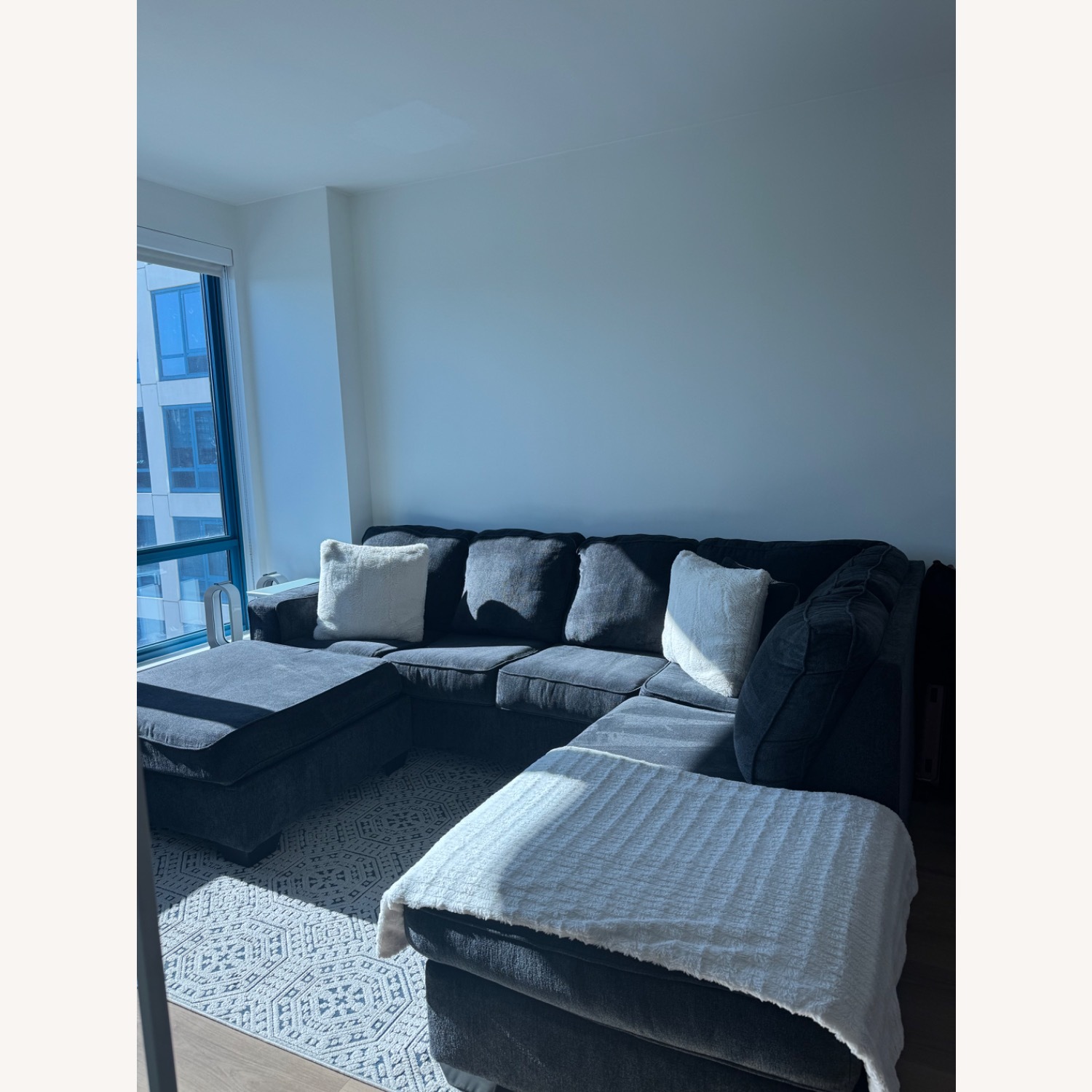 Ashley Furniture Blue Fabric 2 Piece Sectional - image-5