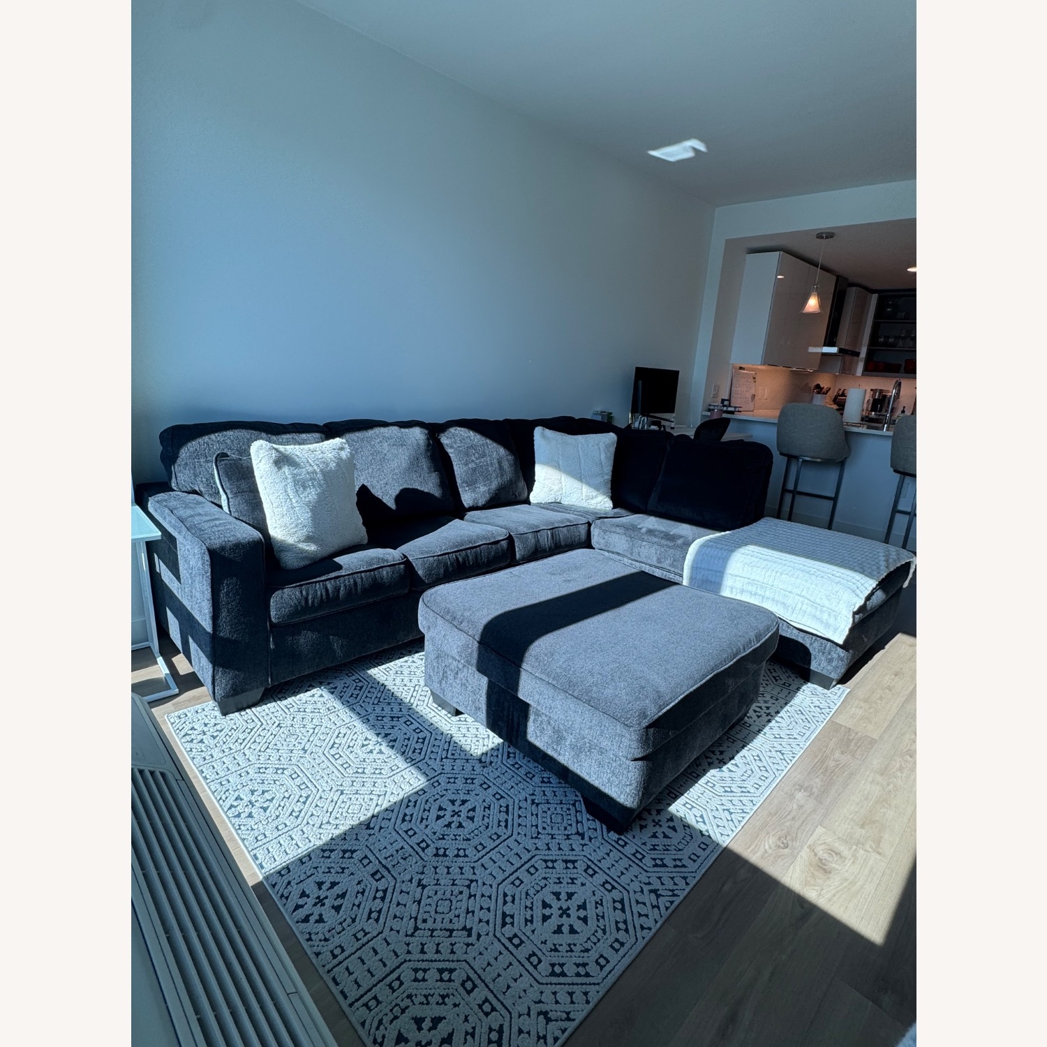 Ashley Furniture Blue Fabric 2 Piece Sectional - image-1