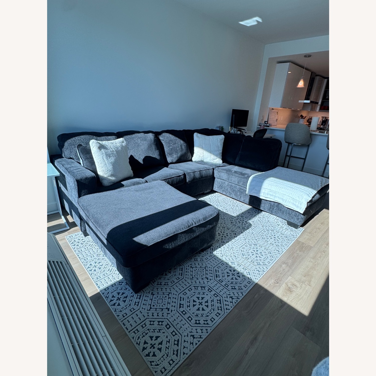 Ashley Furniture Blue Fabric 2 Piece Sectional - image-2