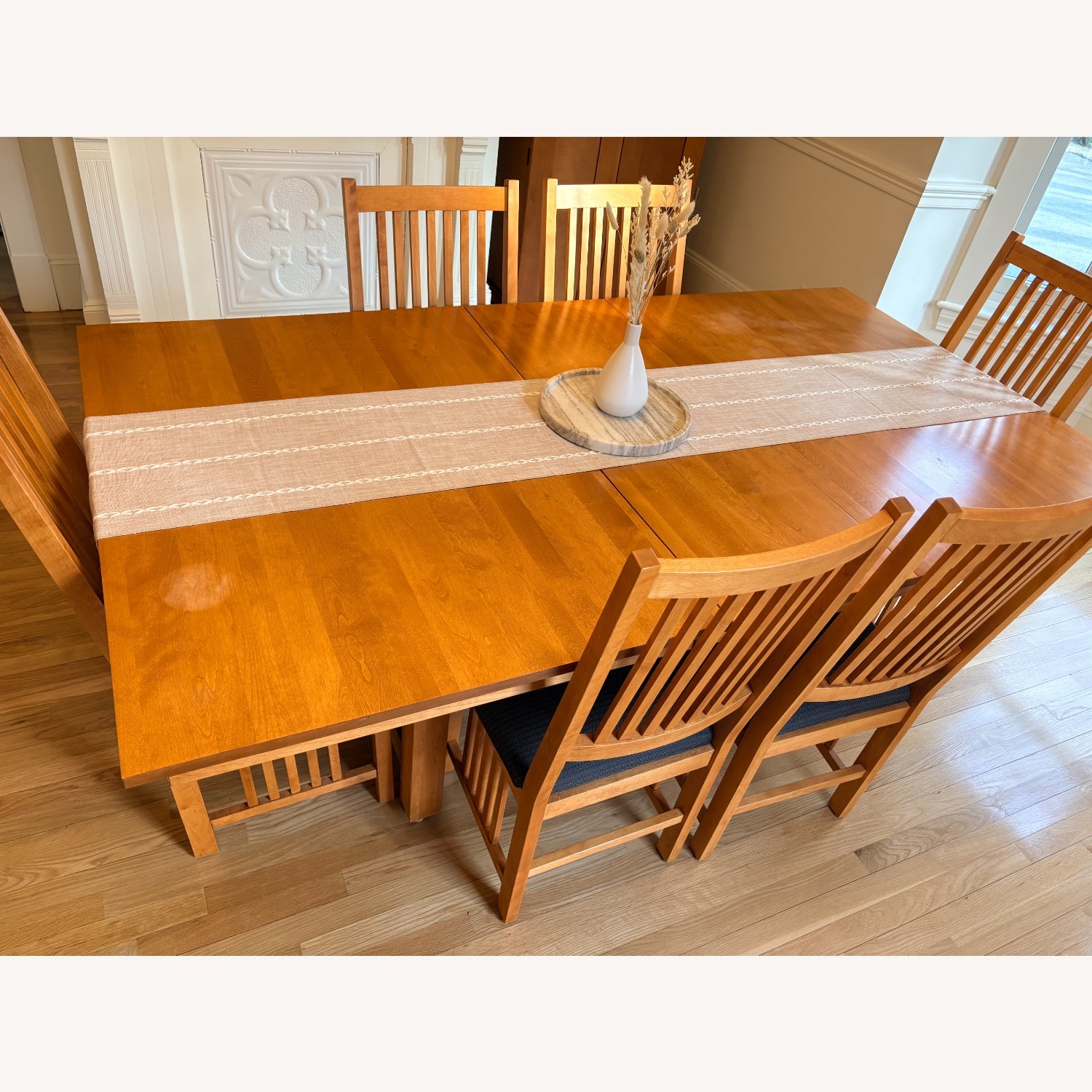 Craftsman Style Dining Set w Leaves 8 Chairs - image-1