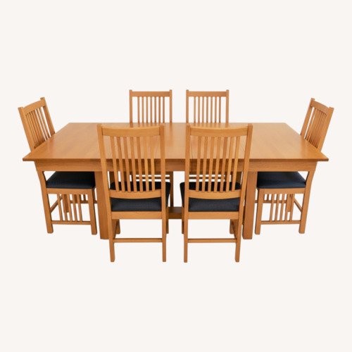 Used Craftsman Style Dining Set w Leaves 8 Chairs for sale on AptDeco