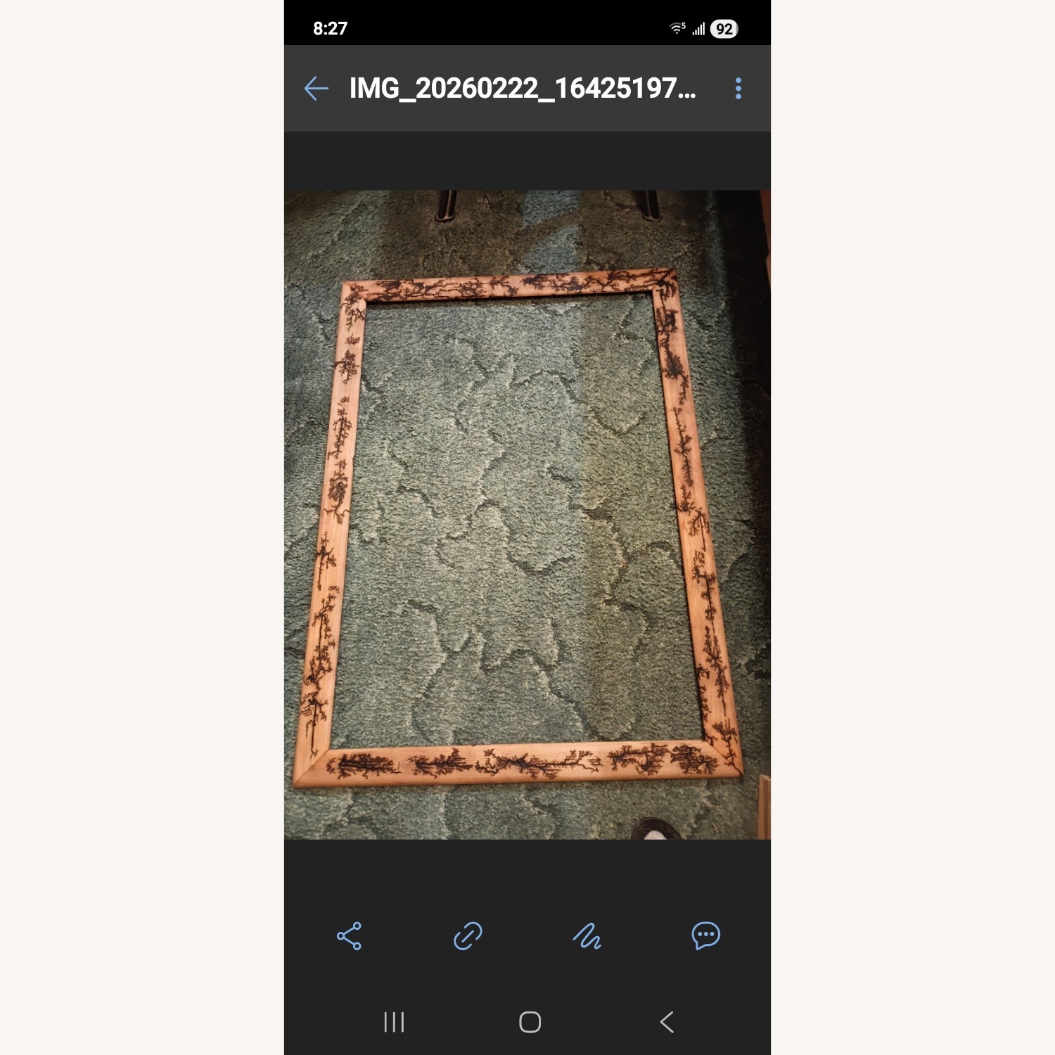 Fractal Burned Natural Wood Wall Mirror - image-3