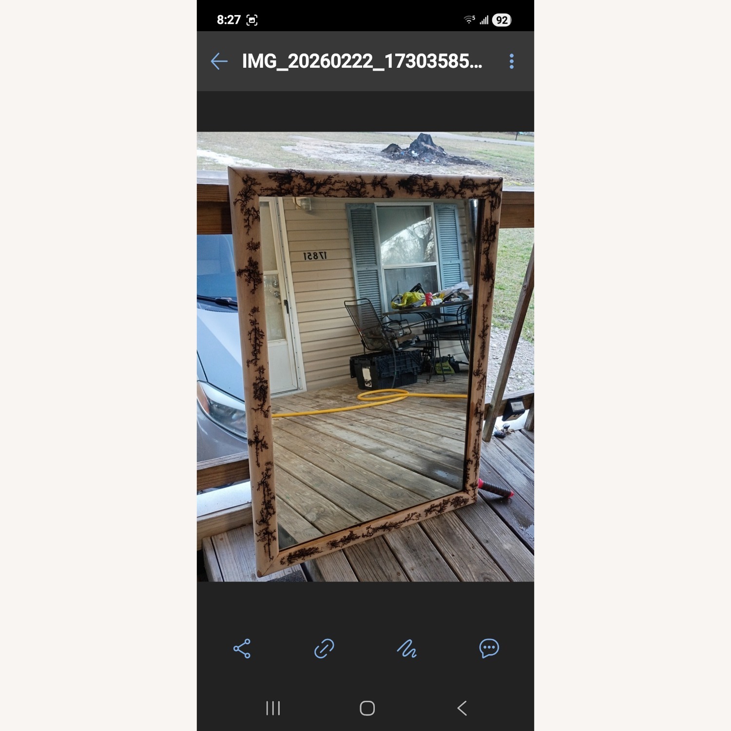 Fractal Burned Natural Wood Wall Mirror - image-2