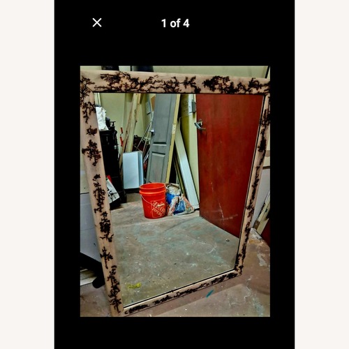 Used Fractal Burned Natural Wood Wall Mirror for sale on AptDeco
