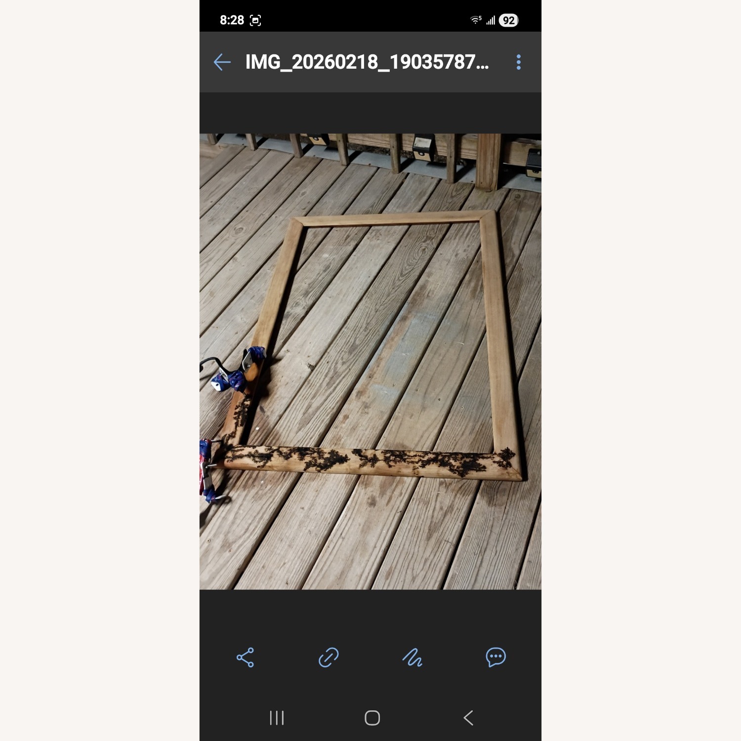 Fractal Burned Natural Wood Wall Mirror - image-4