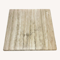 Vintage Travertine and Walnut Coffee Table