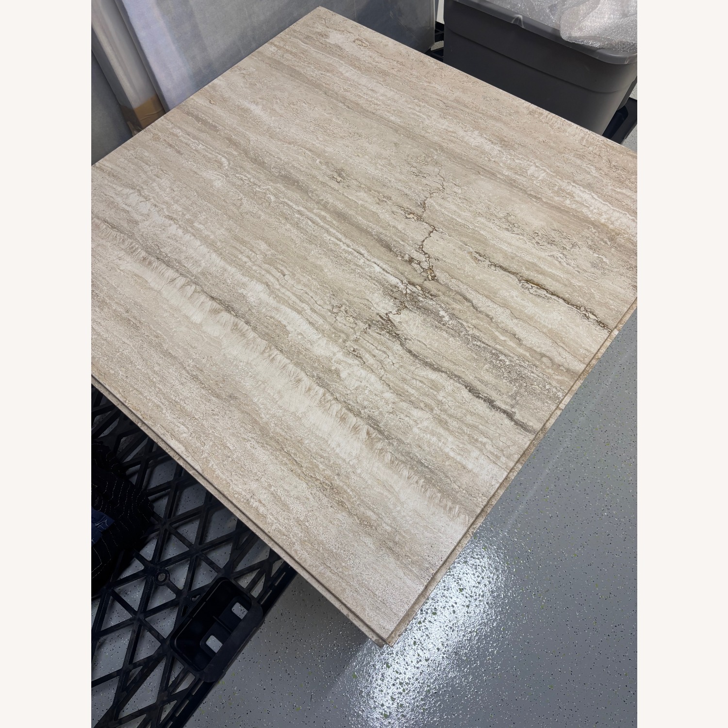 Vintage Travertine and Walnut Coffee Table - image-3