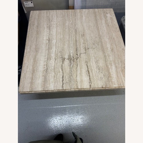 Used Vintage Travertine and Walnut Coffee Table for sale on AptDeco