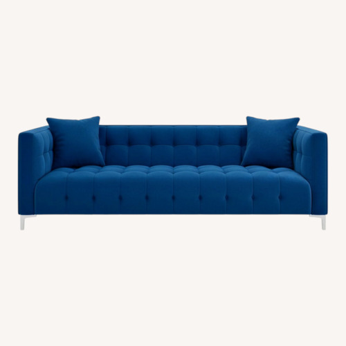 Used TOV Blue Velvet Modern Sofa for sale on AptDeco