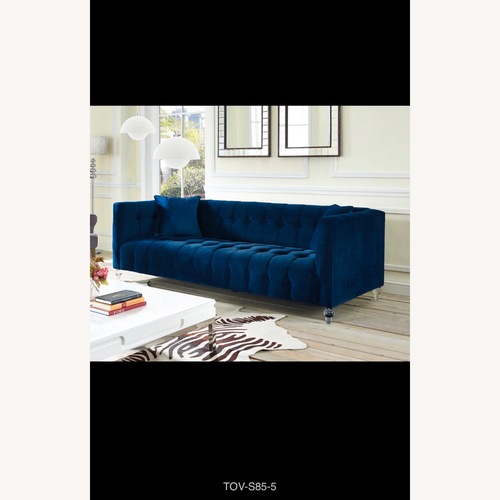 Used TOV  Blue Velvet Modern Sofa for sale on AptDeco