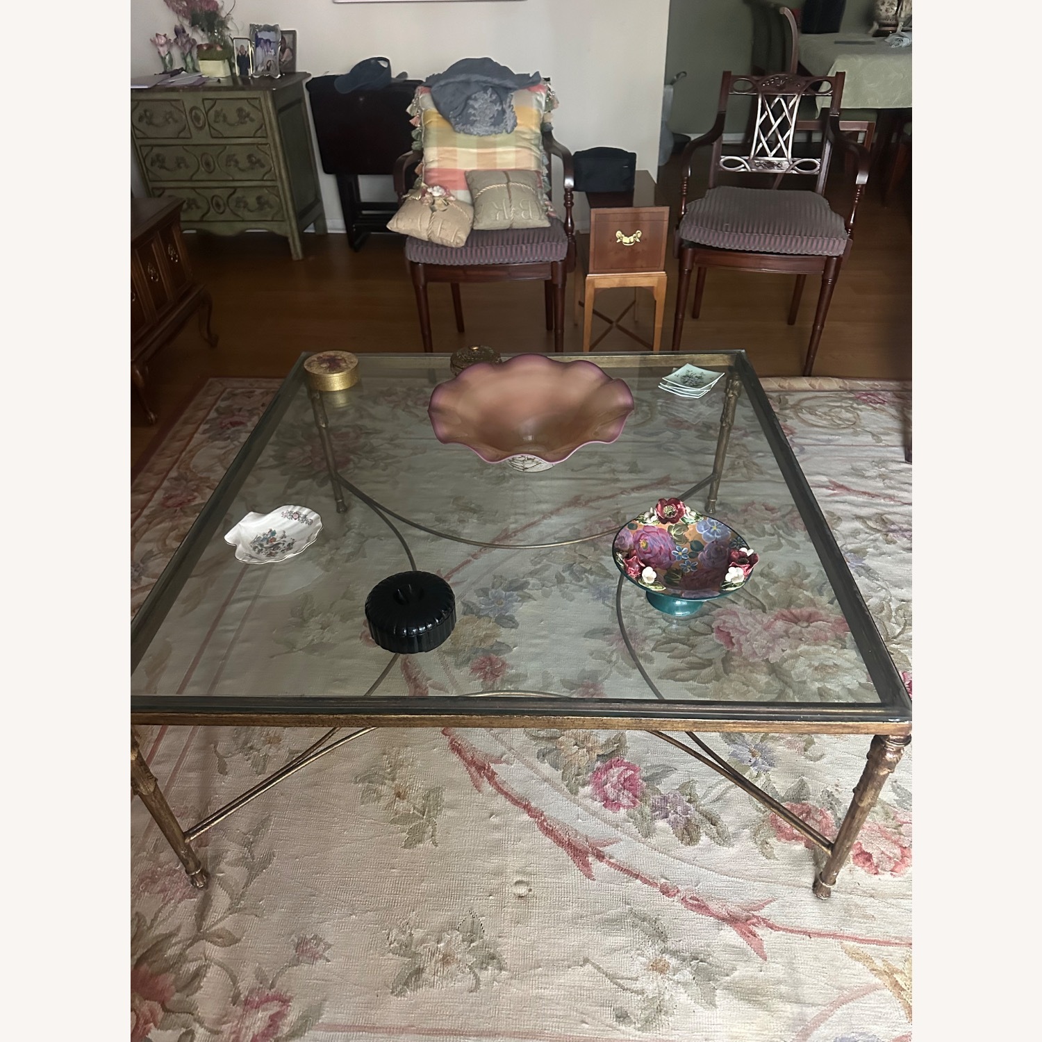 Gold Glass Coffee Table - image-1