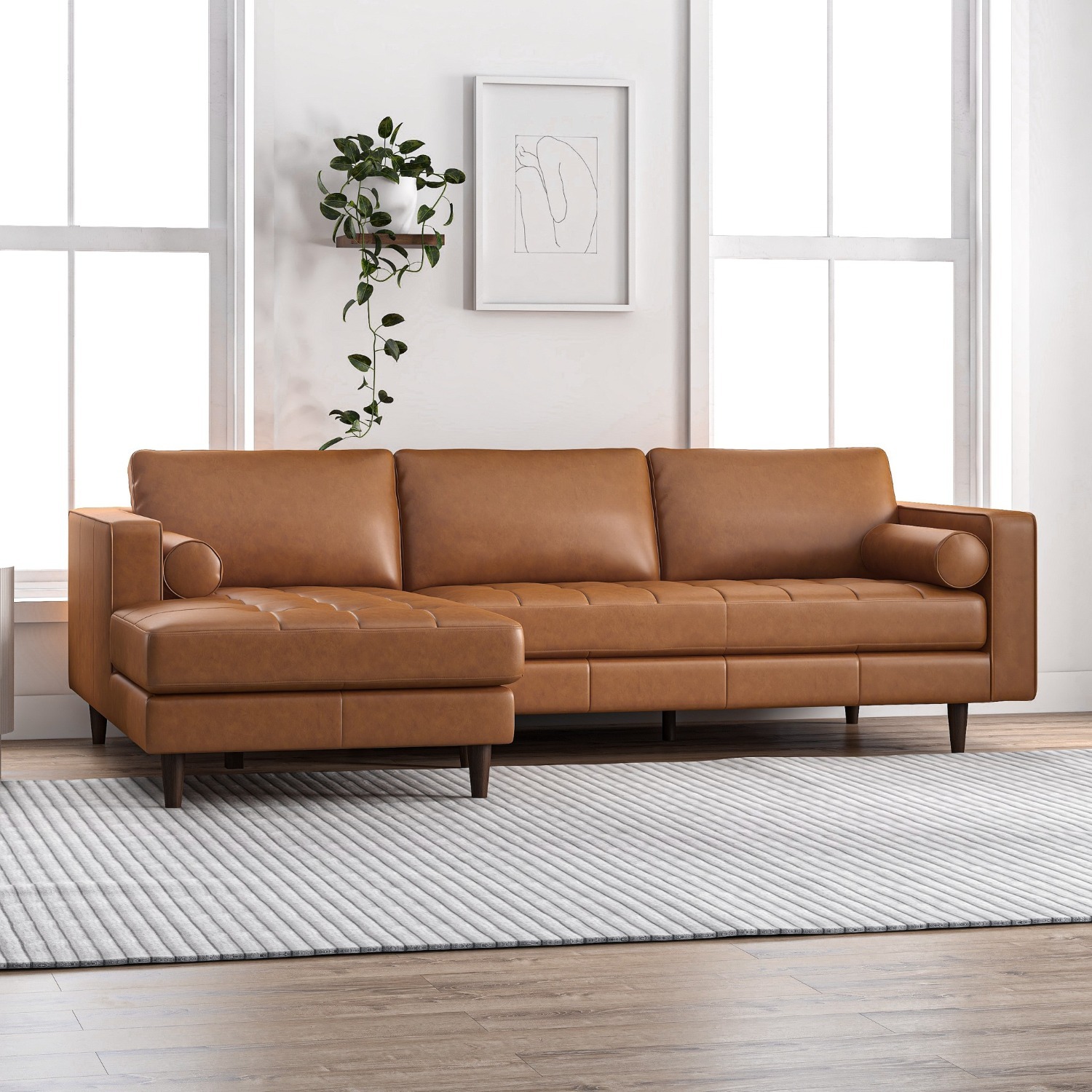 Deep Seated Daphne Genuine Leather Sofa - image-3