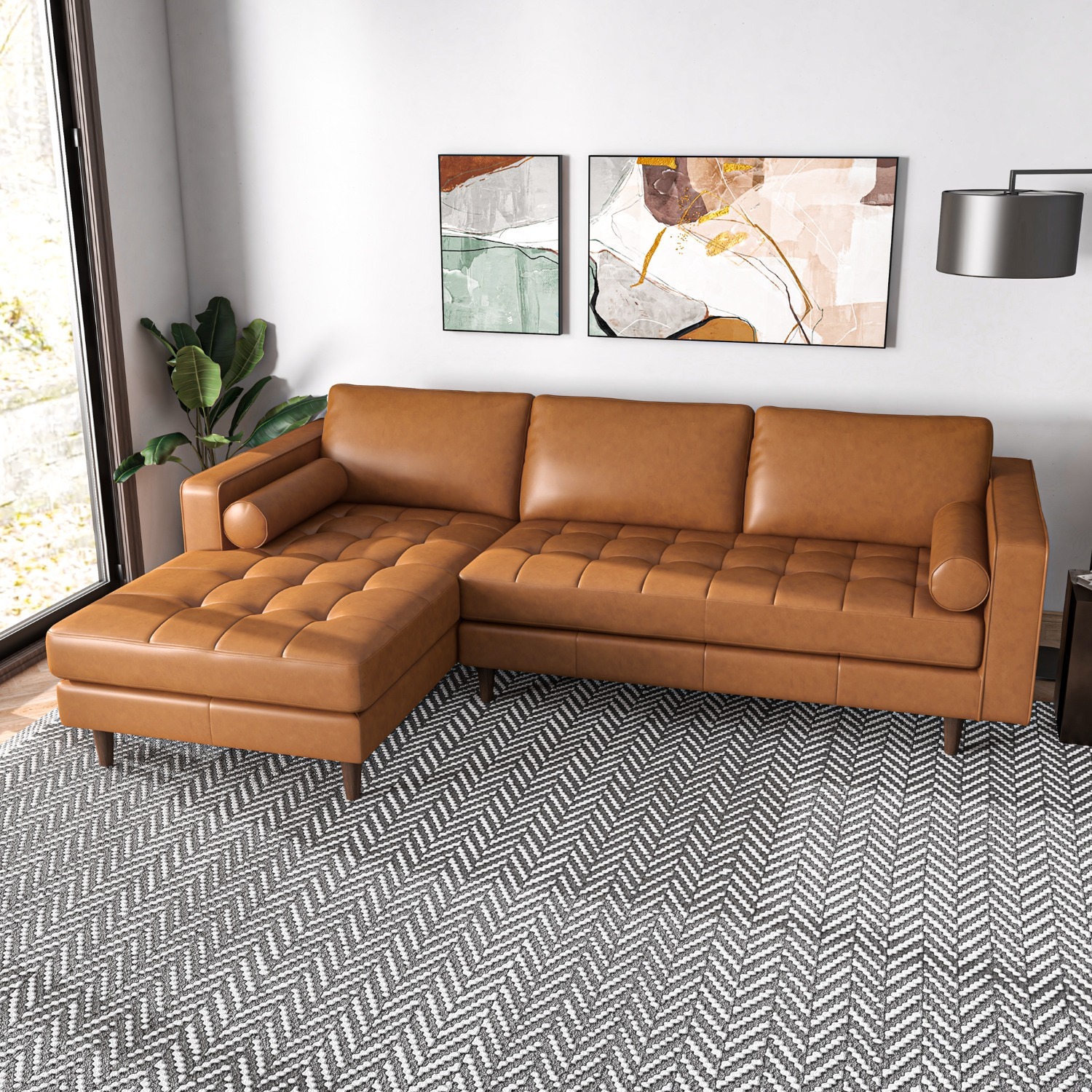 Deep Seated Daphne Genuine Leather Sofa - image-2