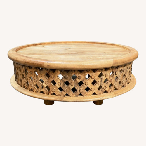 Used West Elm Carved Lattice Coffee Table for sale on AptDeco