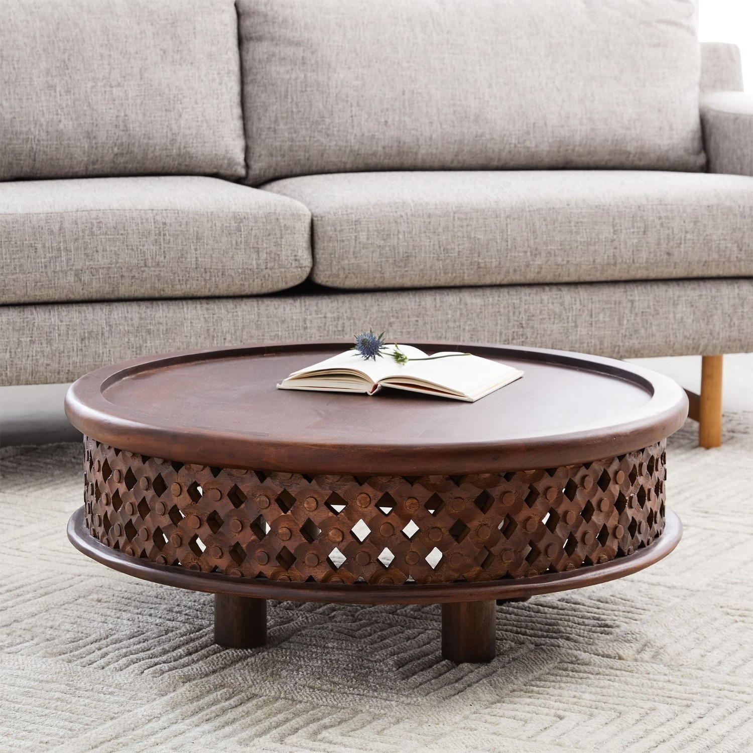 West Elm Carved Lattice Coffee Table - image-4