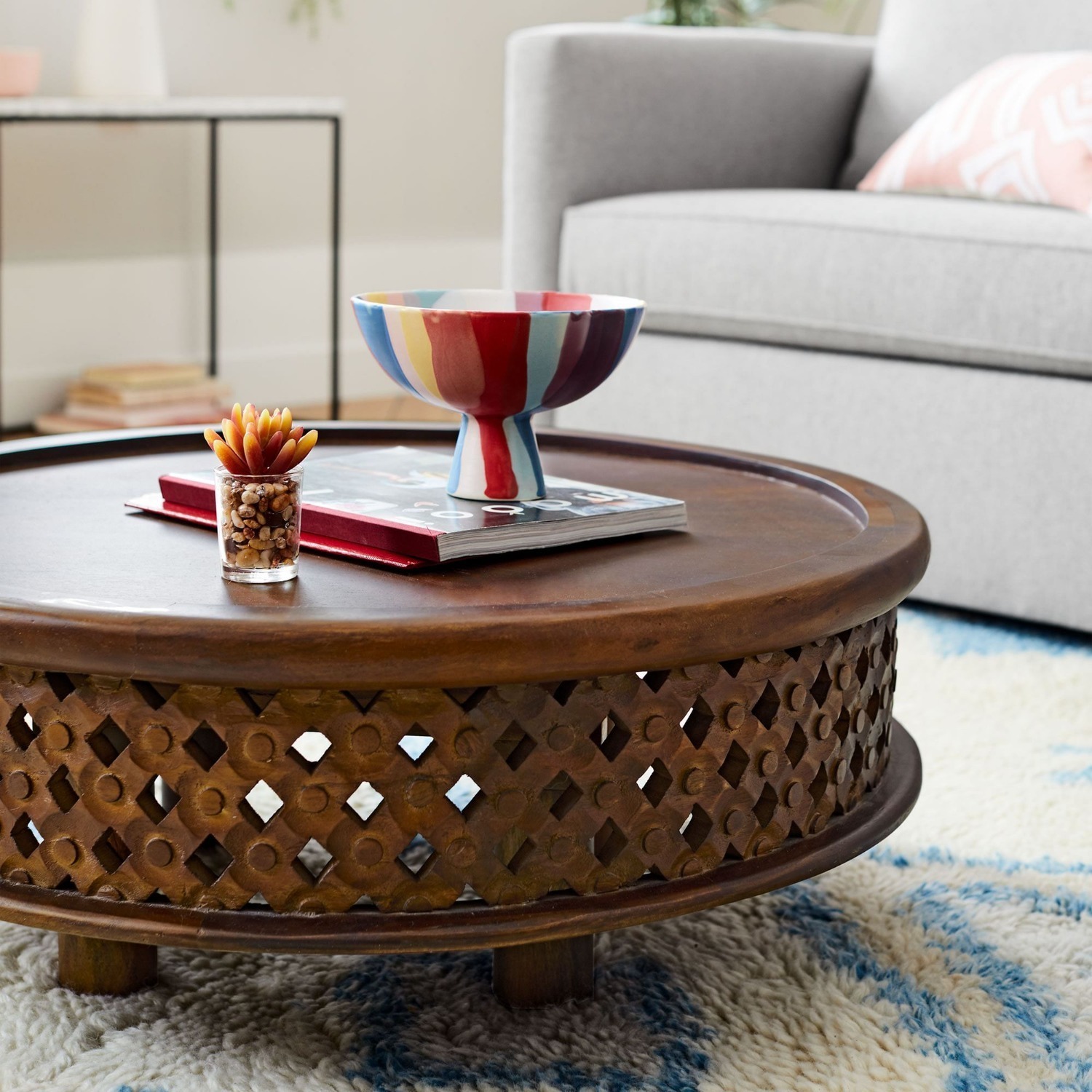 West Elm Carved Lattice Coffee Table - image-6
