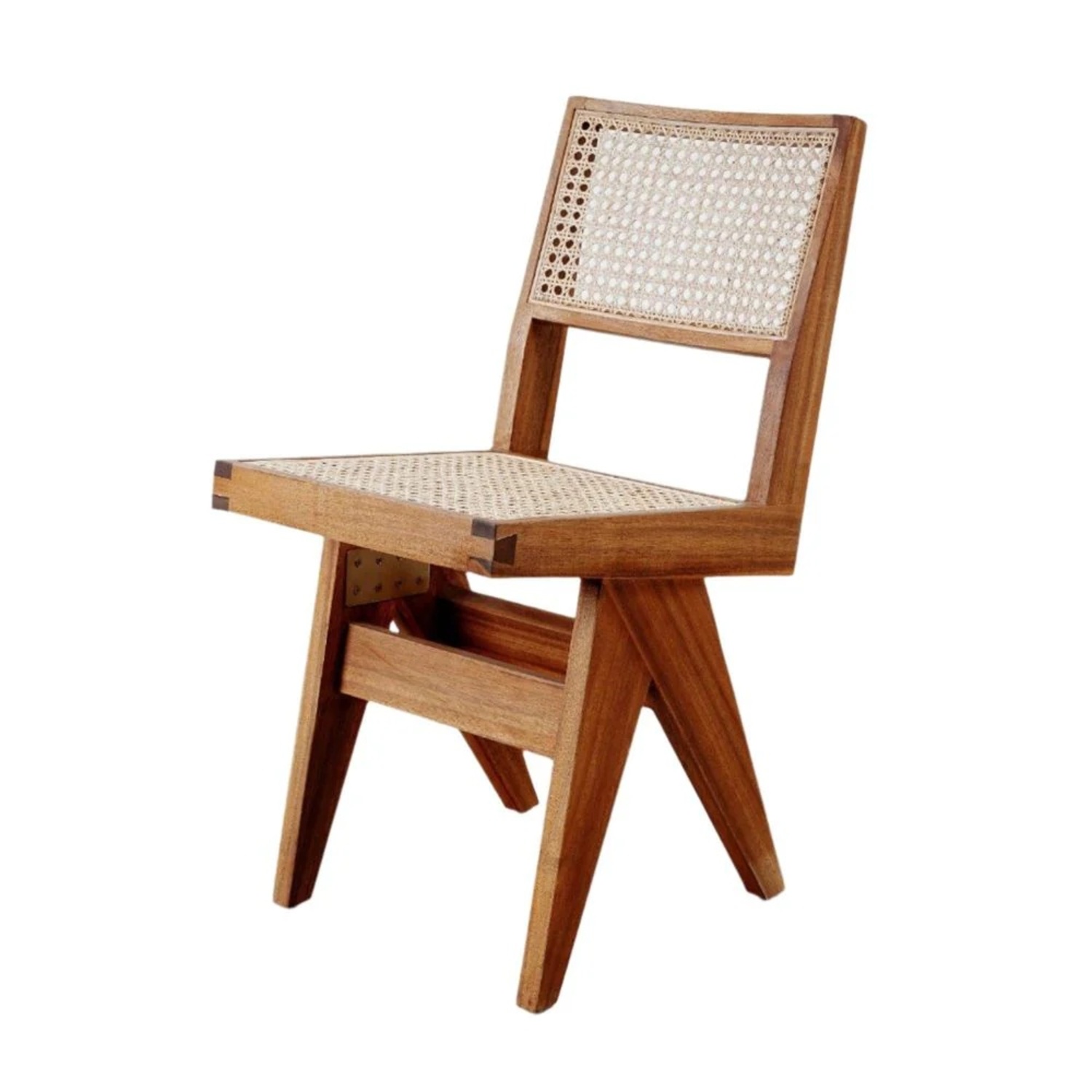 France and Son Jeanneret Brown Cane Dining Chair - image-4