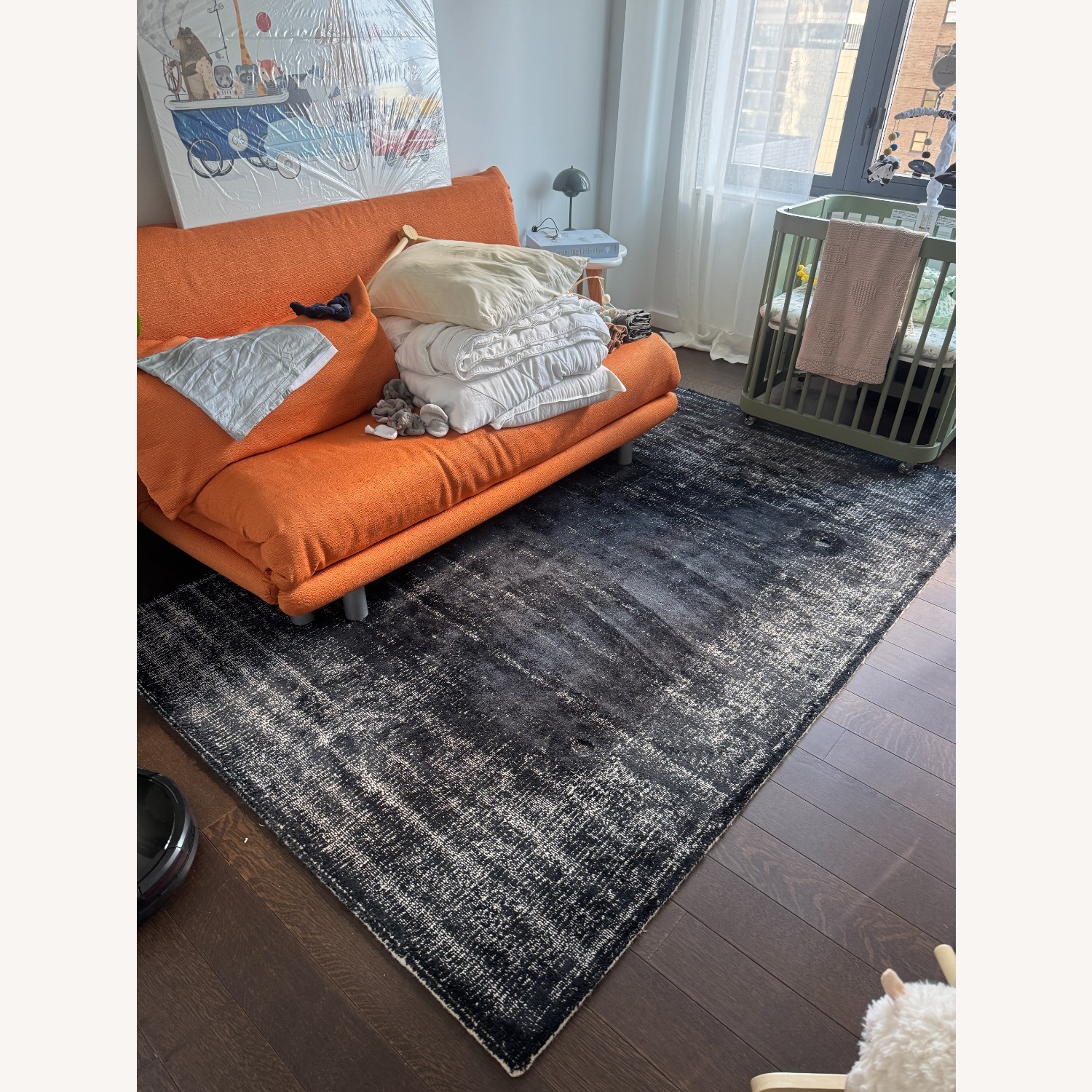 Crate & Barrel Black Wool Blend Area Rug 5' x 8' - image-5