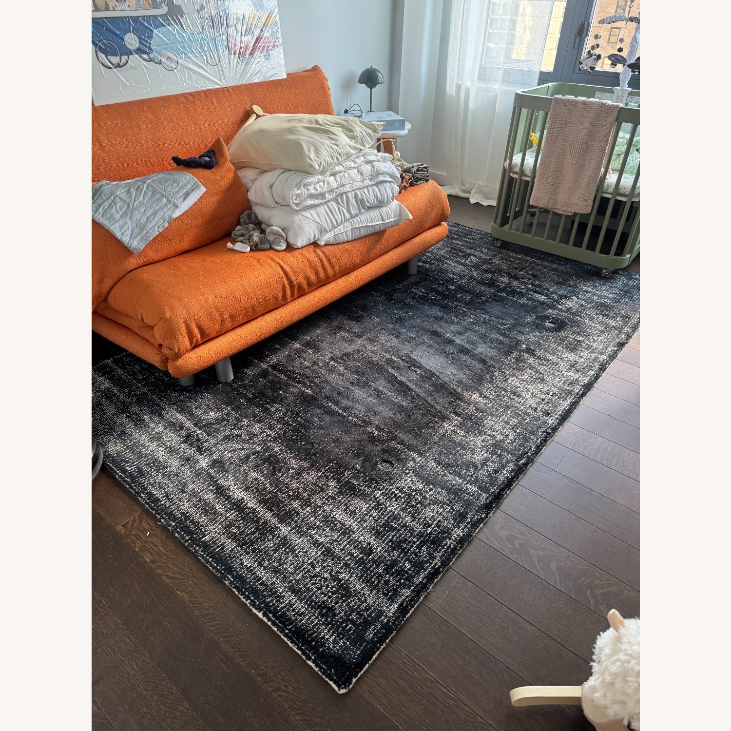 Crate & Barrel Black Wool Blend Area Rug 5' x 8' - image-4