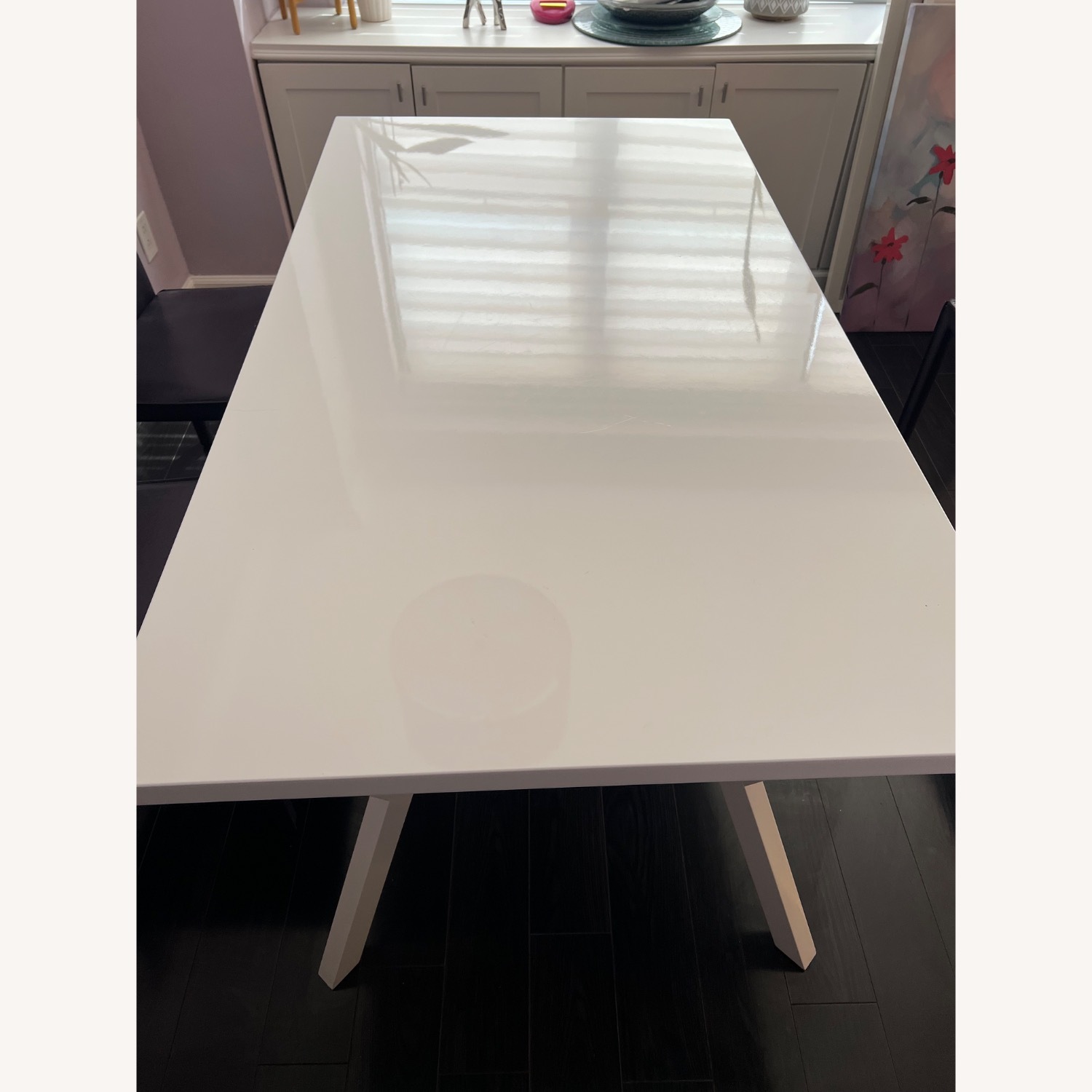 Crate & Barrel White Lacquer Dining Table - image-3
