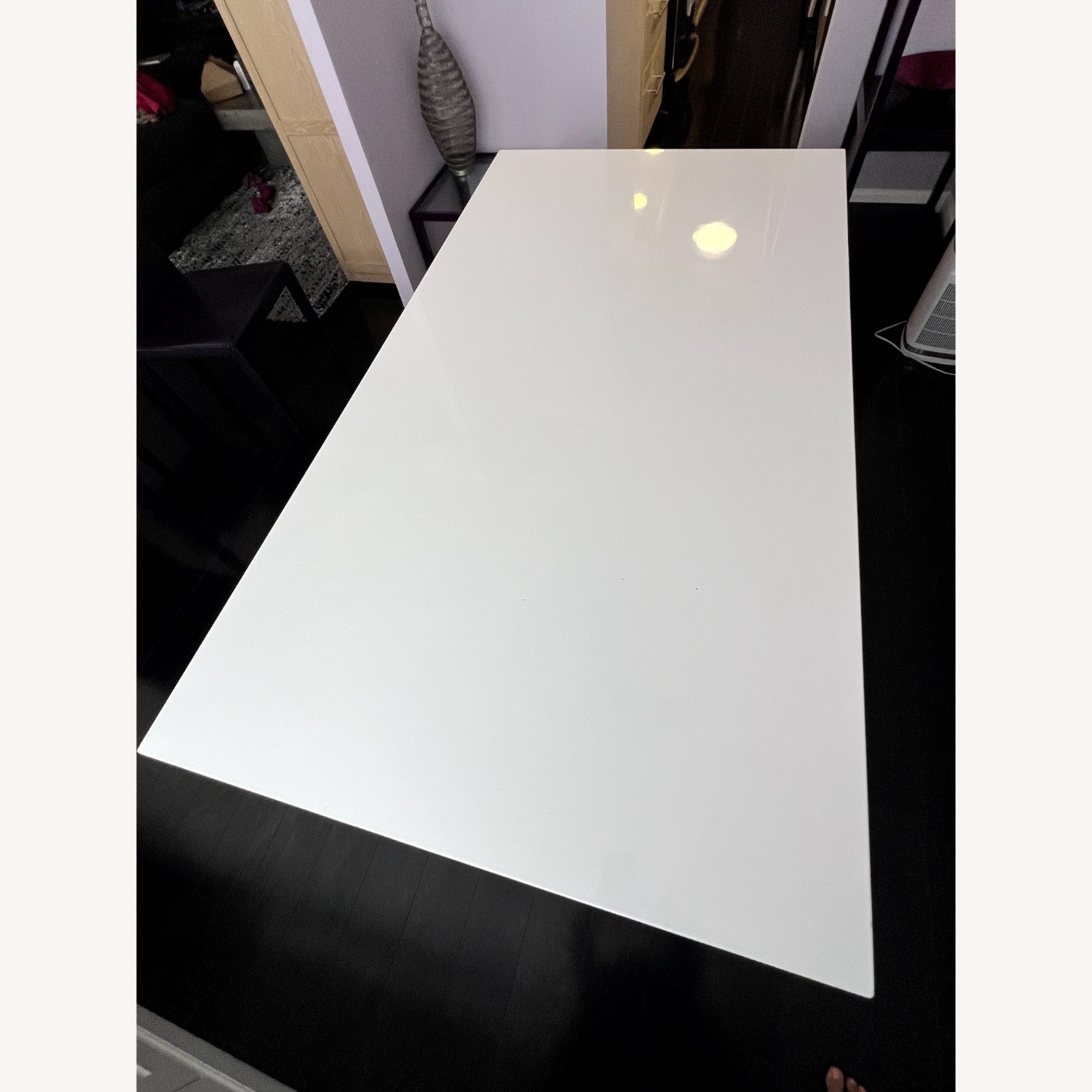 Crate & Barrel White Lacquer Dining Table - image-9