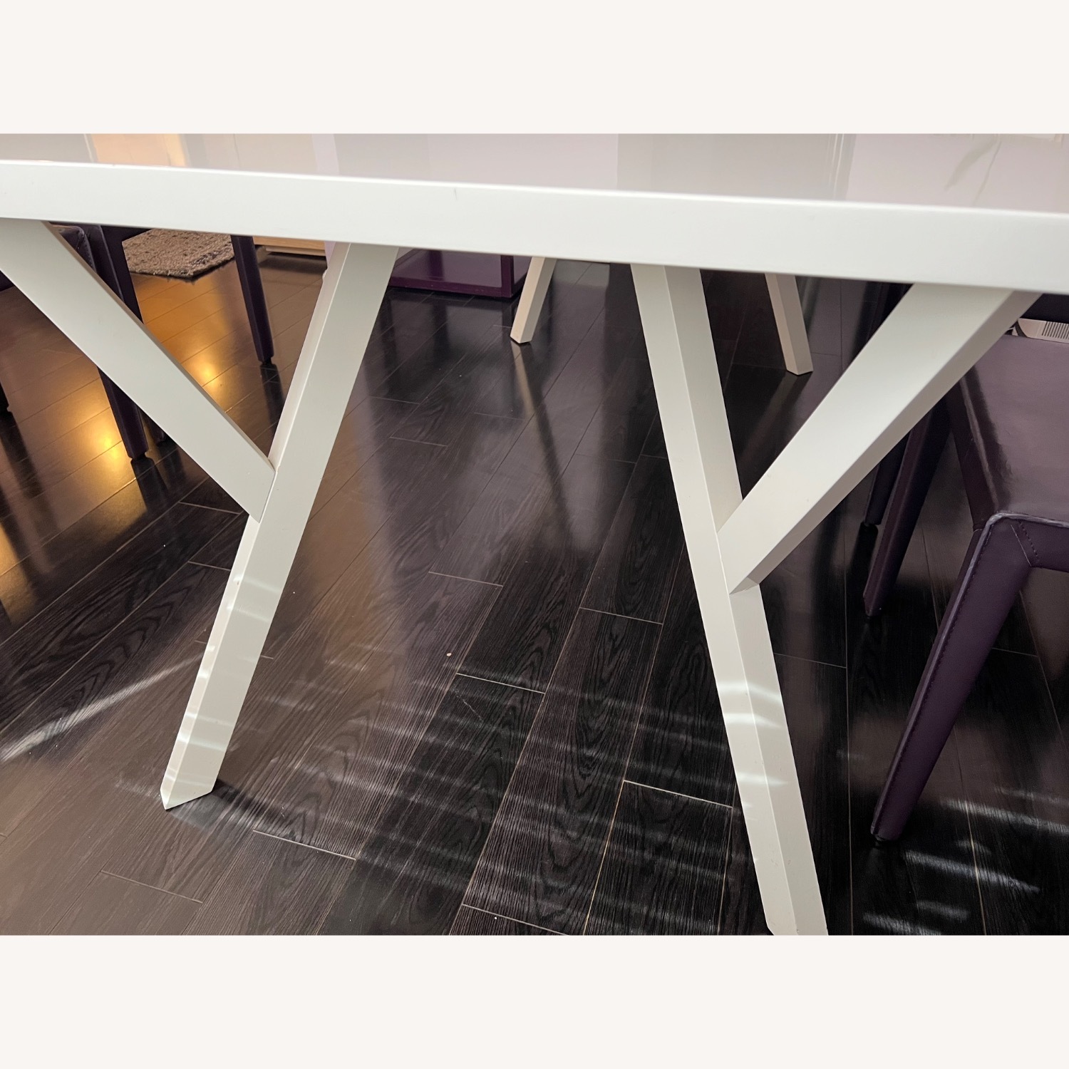 Crate & Barrel White Lacquer Dining Table - image-4