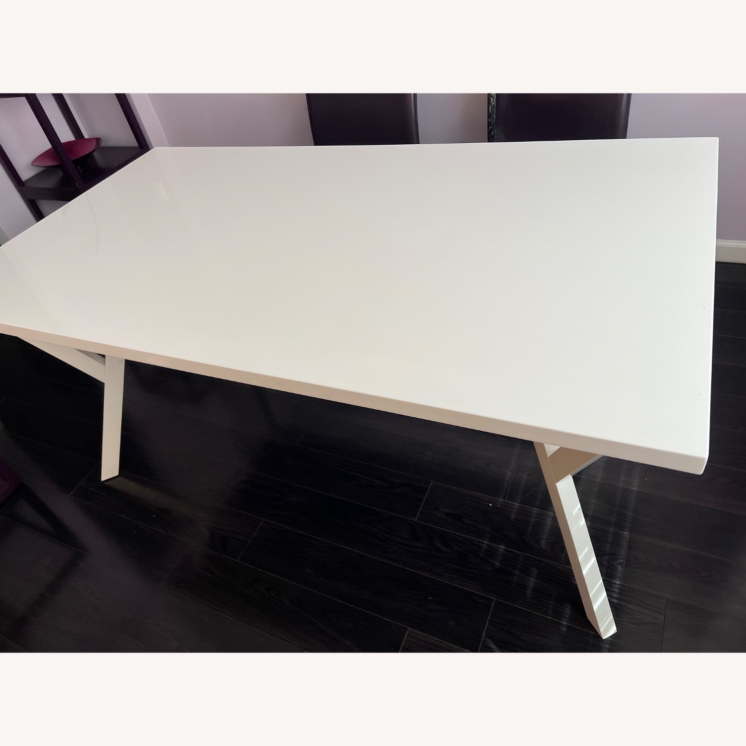 Crate & Barrel White Lacquer Dining Table - image-1