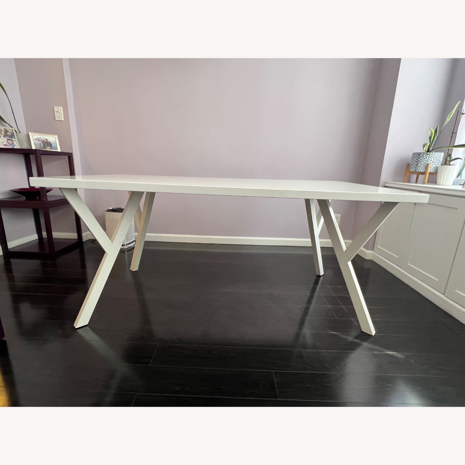 Crate & Barrel White Lacquer Dining Table - image-8