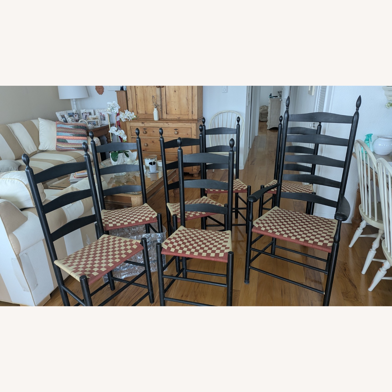 Vintage/Antique Black Wood Dining Chairs - image-3