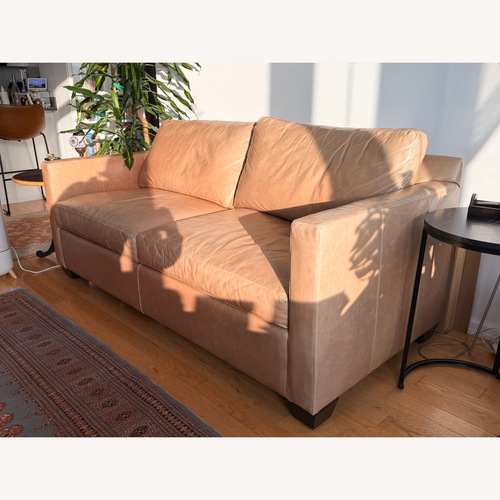 Used Crate & Barrel Barrett Natural Leather Sleeper Sofa for sale on AptDeco