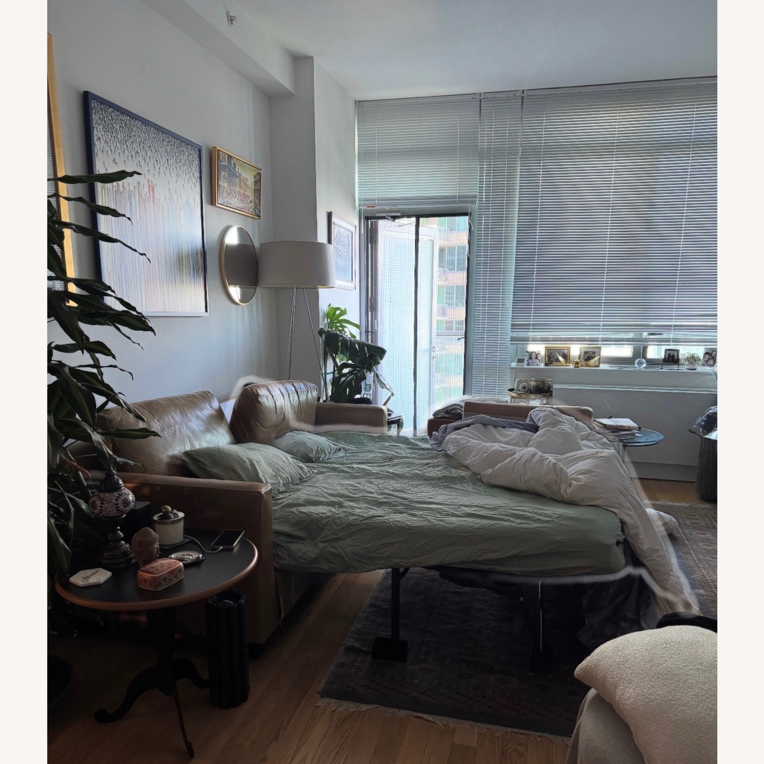 Crate & Barrel Barrett Natural Leather Sleeper Sofa - image-5