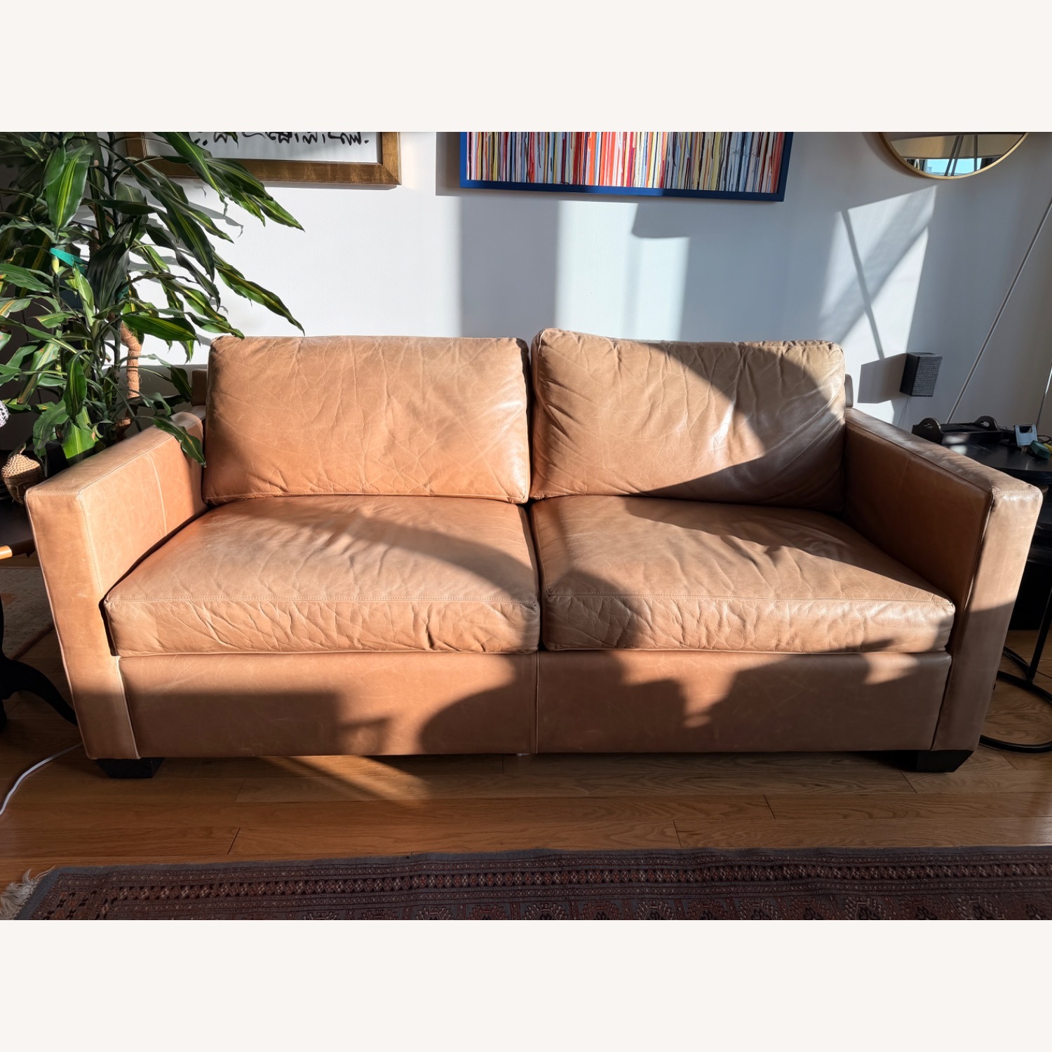 Crate & Barrel Barrett Natural Leather Sleeper Sofa - image-2