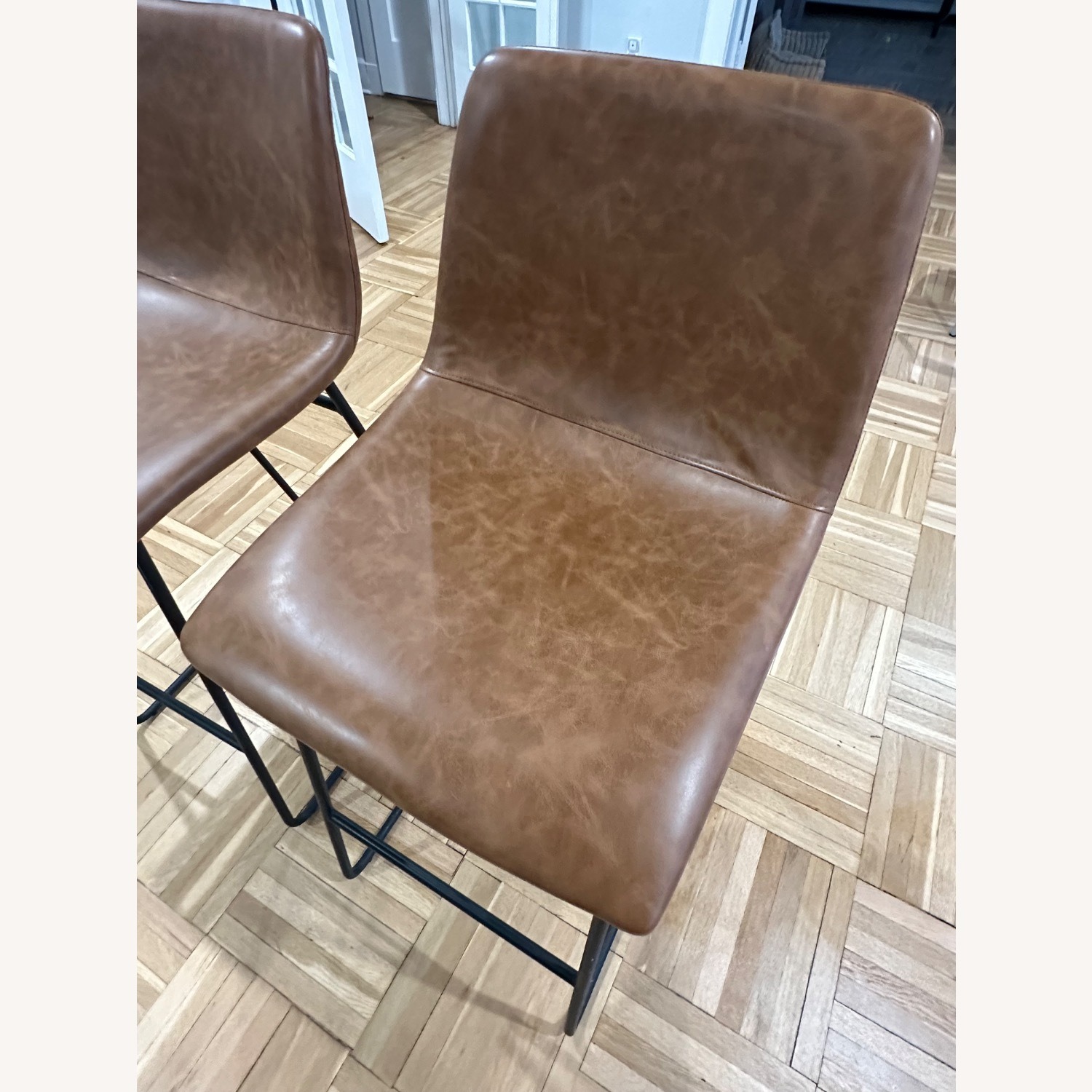 Target Dark Brown Leather Stools - image-3