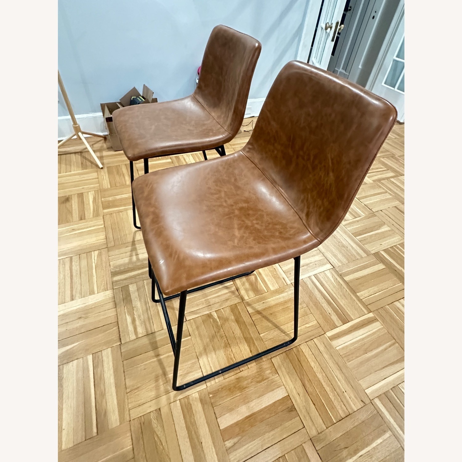 Target Dark Brown Leather Stools - image-2