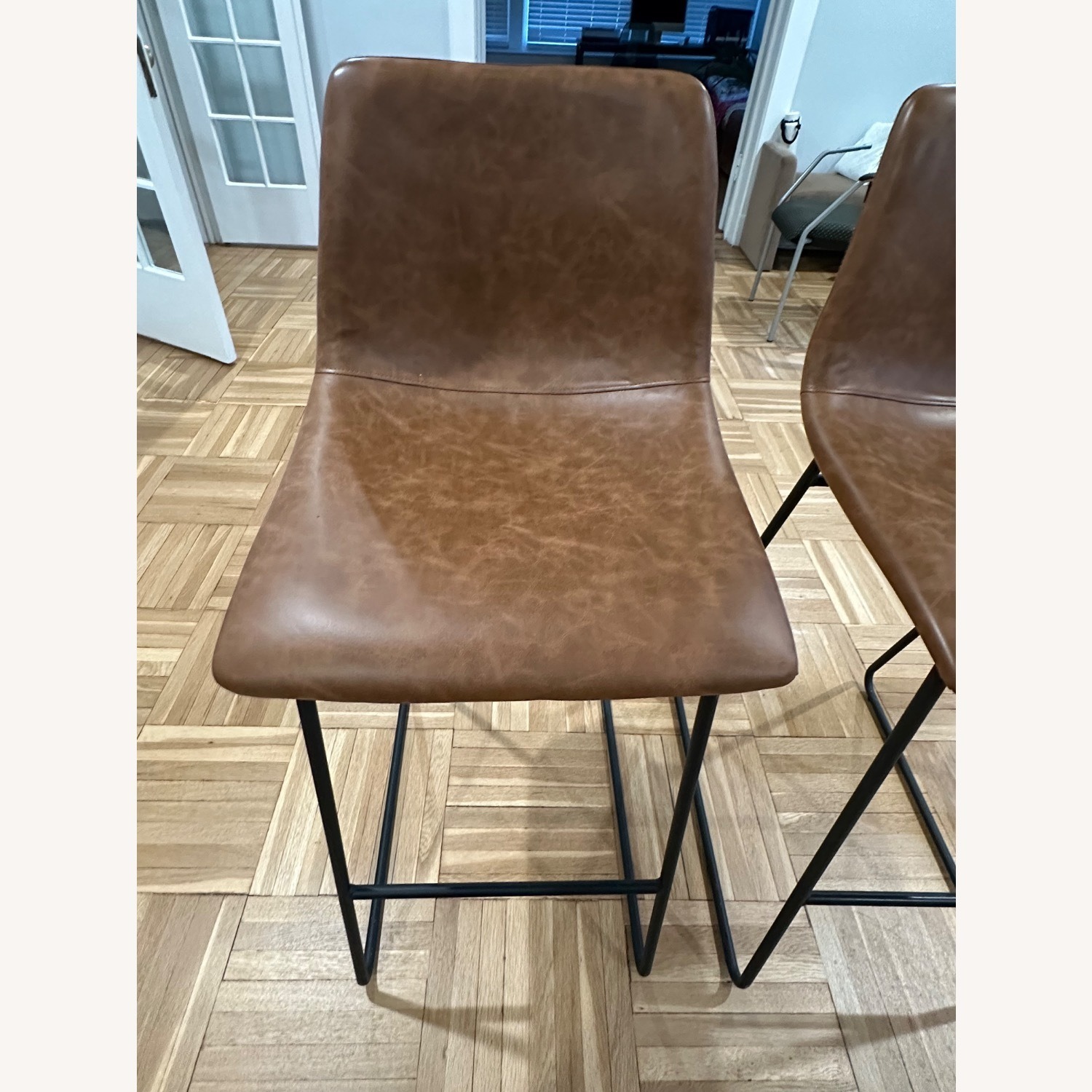 Target Dark Brown Leather Stools - image-4