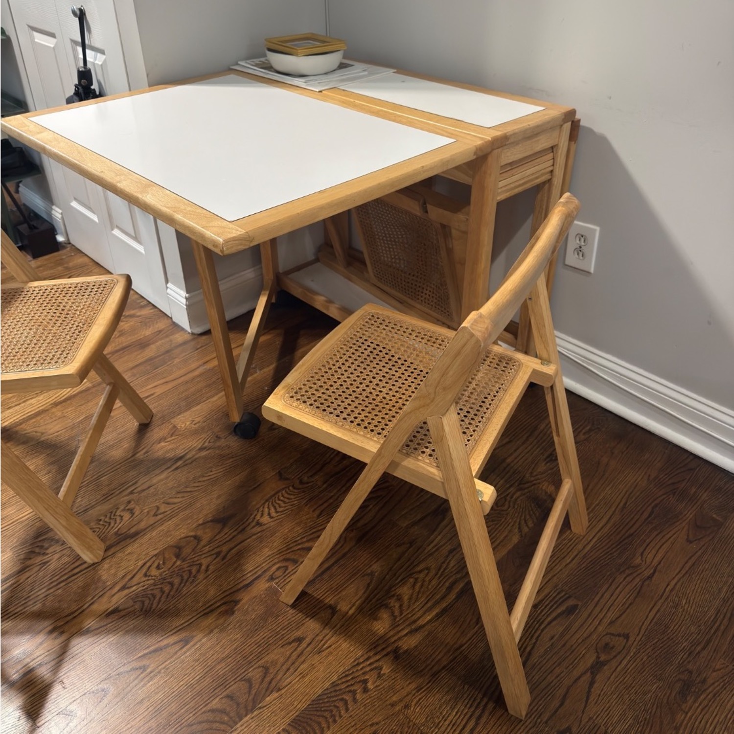 Vintage Solid Wood Drop-Leaf Dining Set - image-11