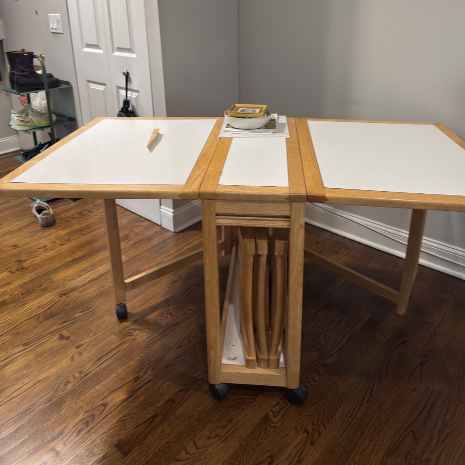 Vintage Solid Wood Drop-Leaf Dining Set - image-2