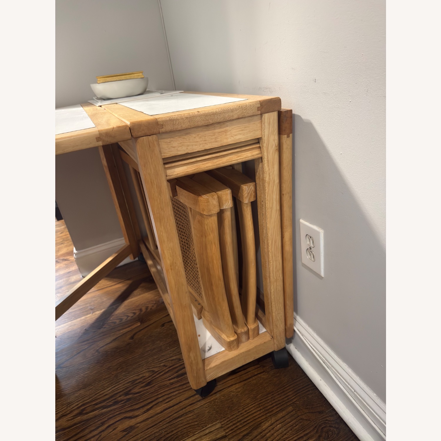 Vintage Solid Wood Drop-Leaf Dining Set - image-4