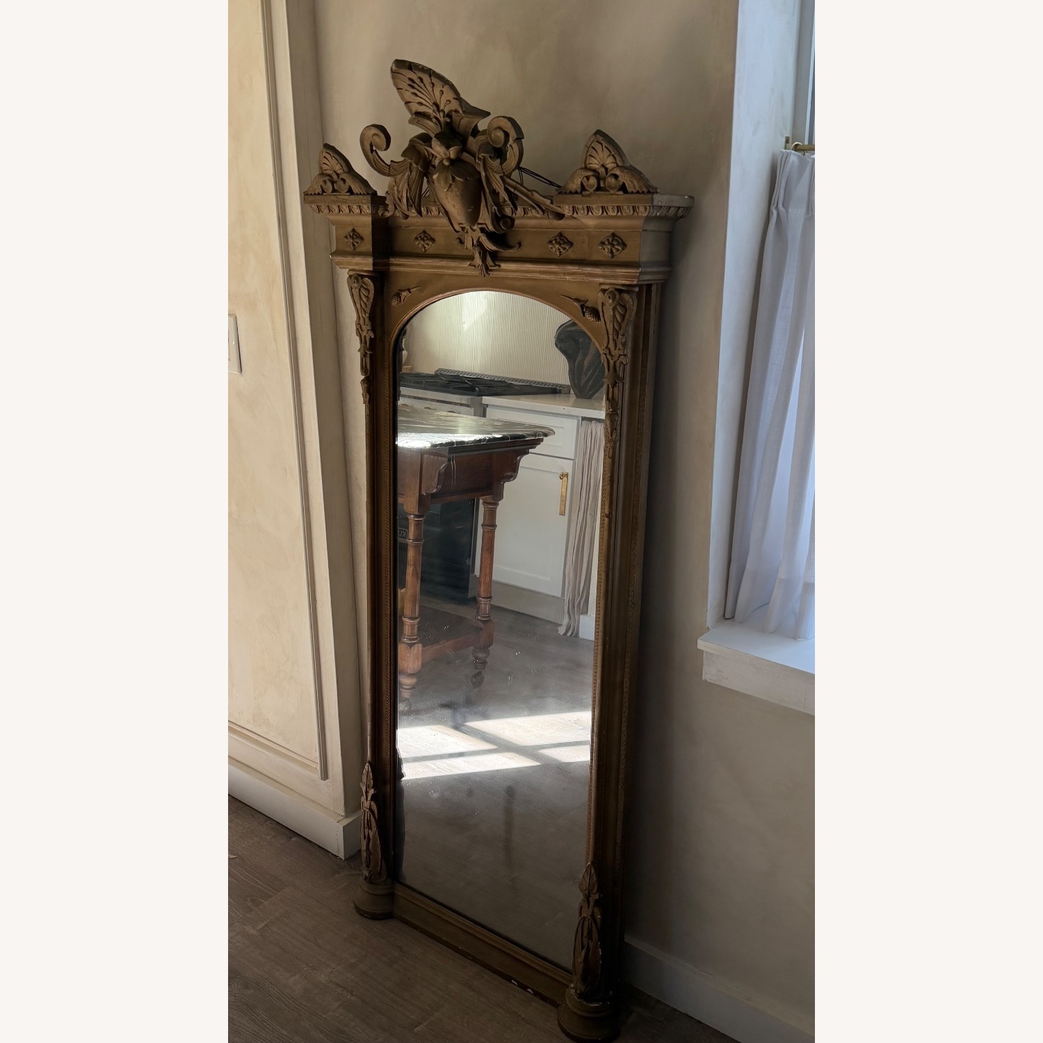 Vintage/Antique Pier Mirror Gold Wood Wall Mirror - image-3