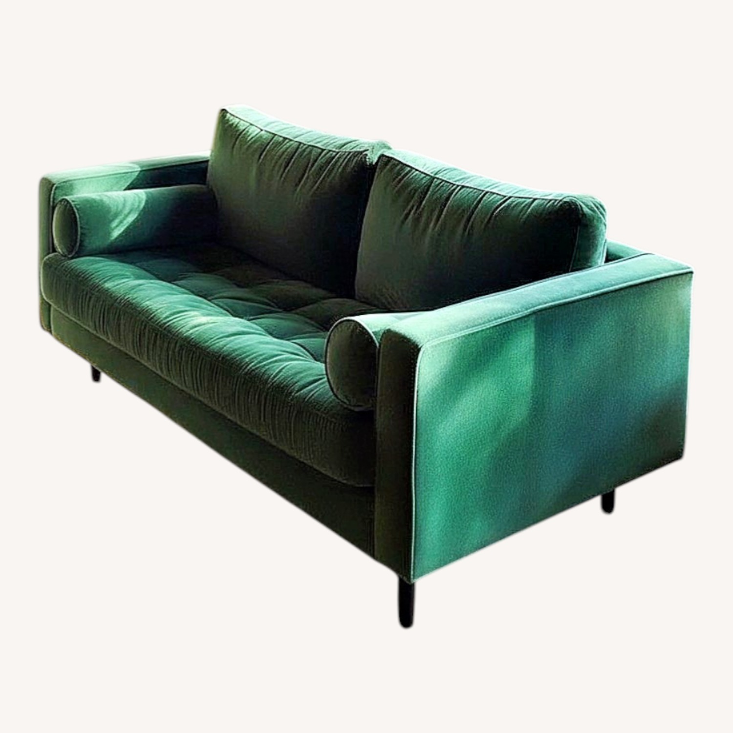 Green Velvet 2 Seater Sofa - image-0
