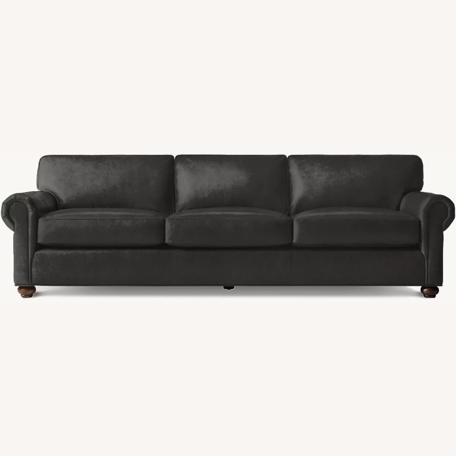 Restoration Hardware Original Lancaster Black Leather 3-Cushion Sofa - image-0