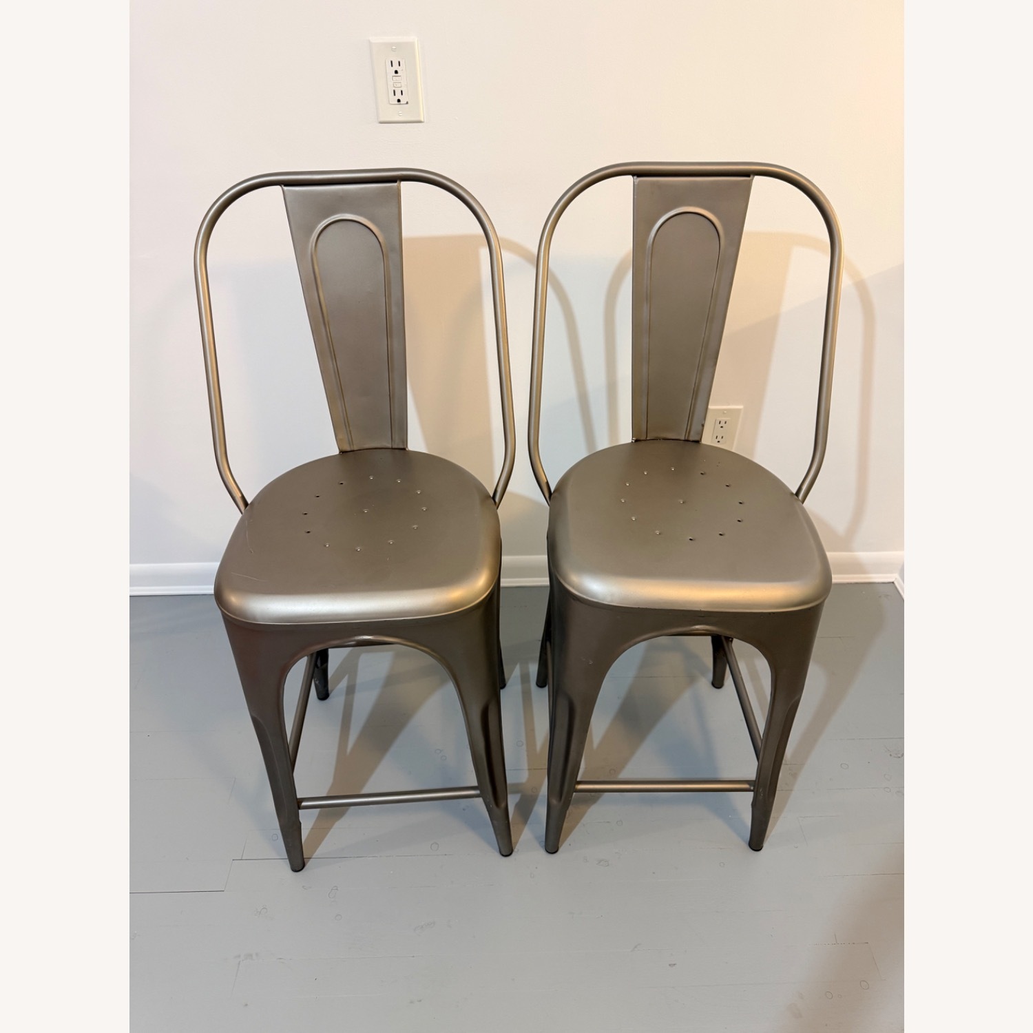 Restoration Hardware Remy Silver Metal Stools - image-4