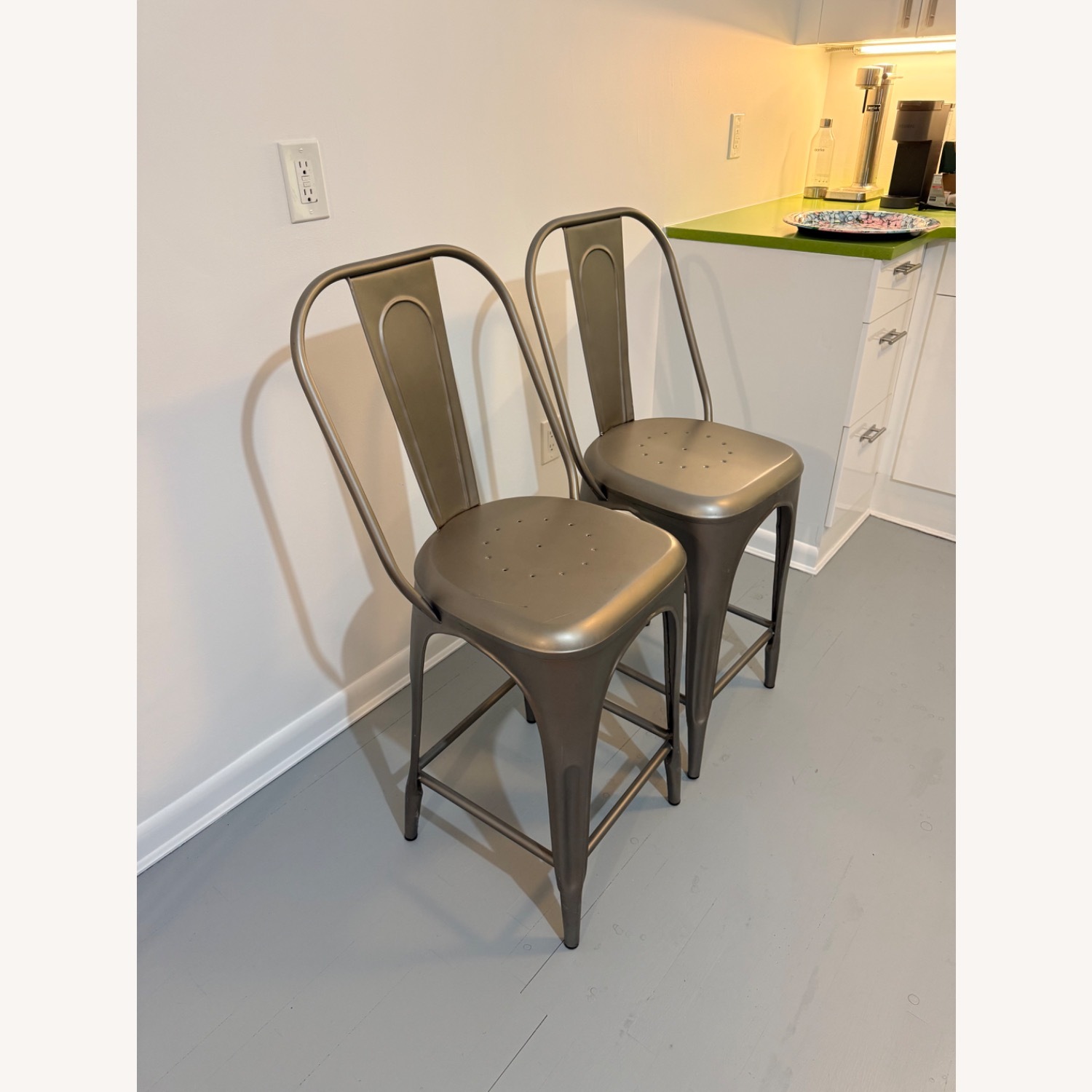 Restoration Hardware Remy Silver Metal Stools - image-2