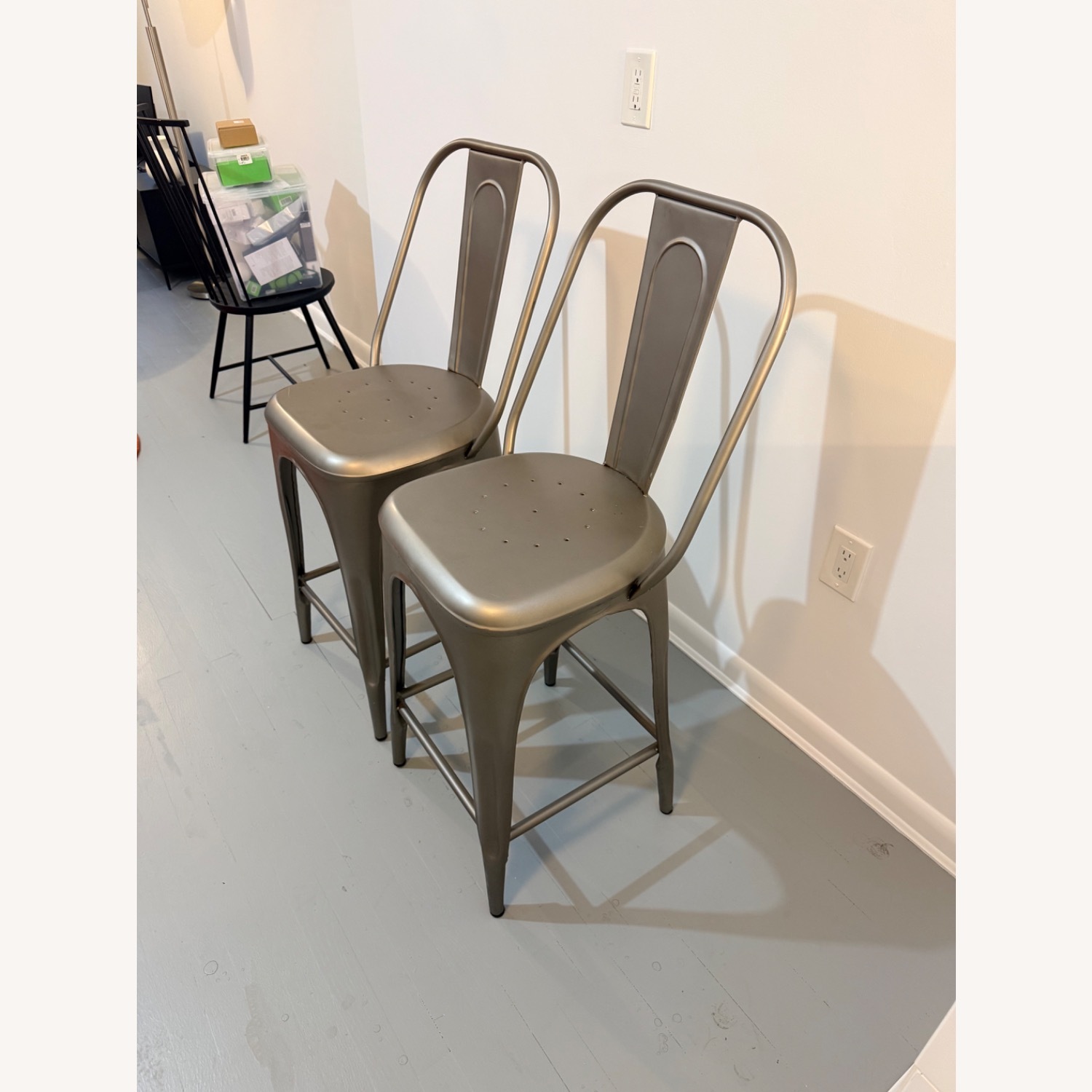 Restoration Hardware Remy Silver Metal Stools - image-3